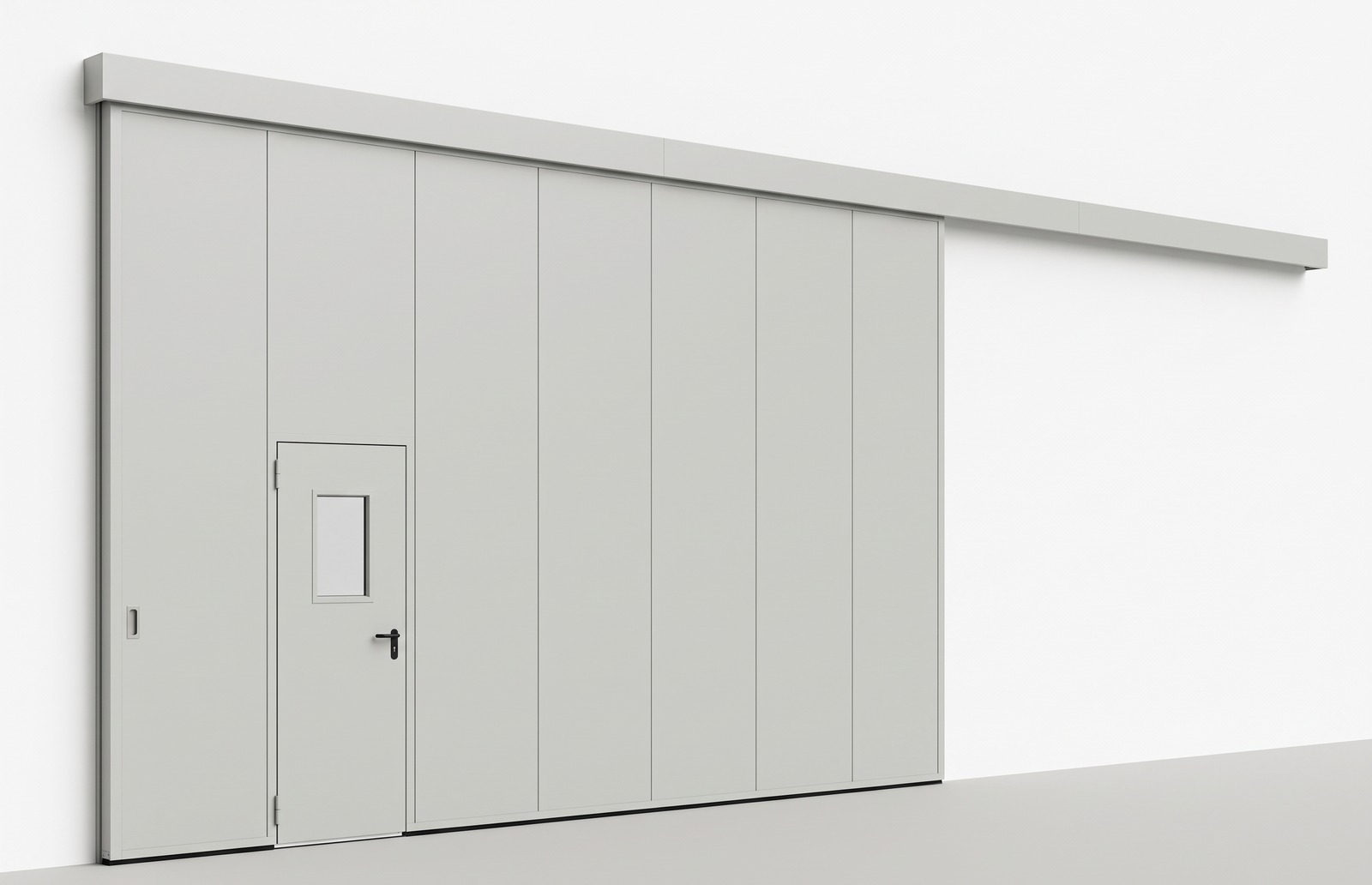 Portone tagliafuoco scorrevole ITAL SLIDE XL con porta pedonale integrata, grigio chiaro